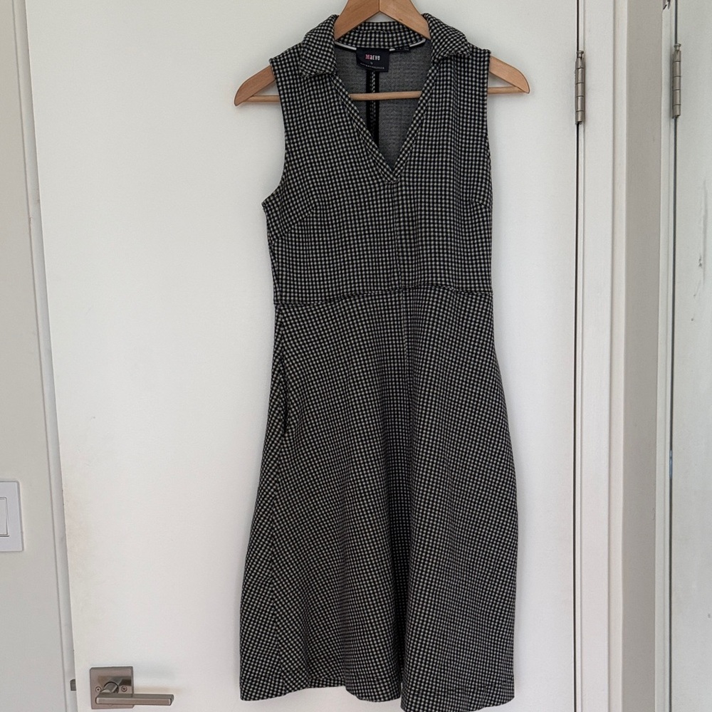Anthropologie Black and White Sleeveless Gingham Midi Dress